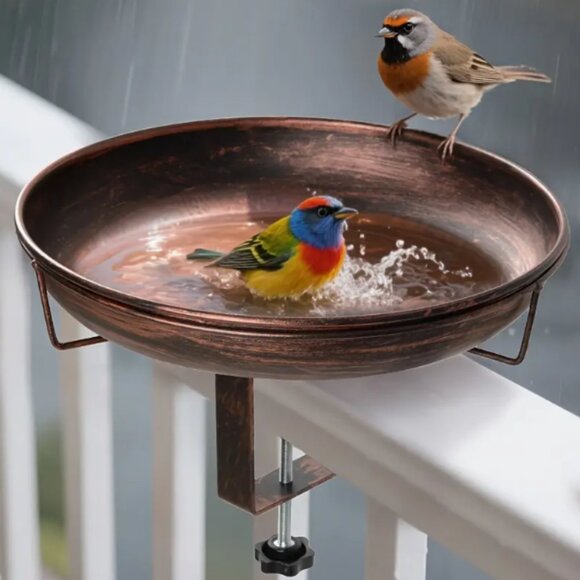 Deck mount heated bird bath, gold - Picture 6 of 6